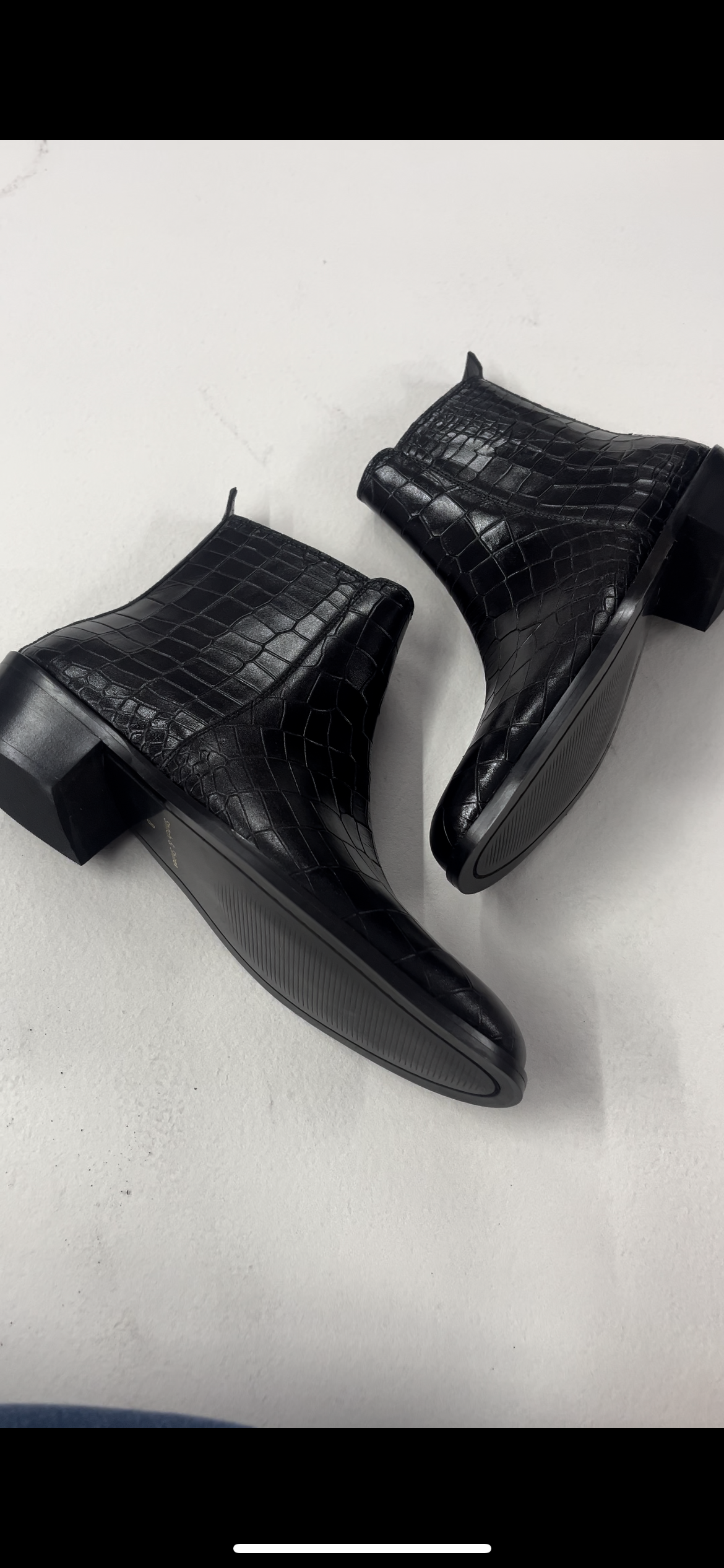 Italian Croco Leather Boots - Black