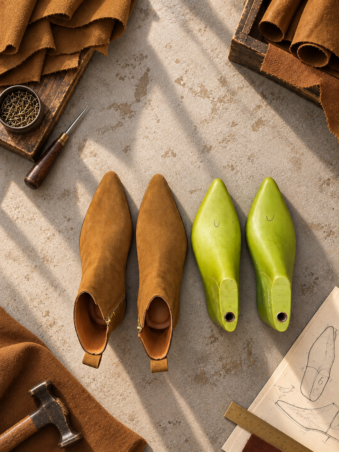 THE TUSCAN - Tan Suede Leather Pointed Boots