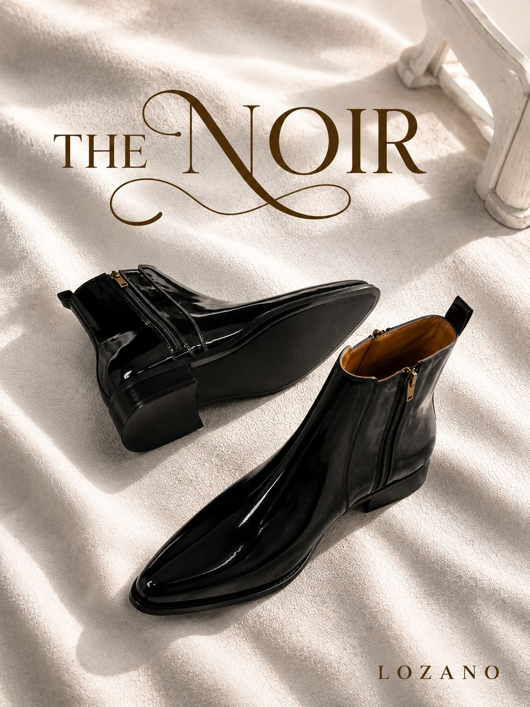 THE NOIR – Black Patent Leather Pointed Toe Boots