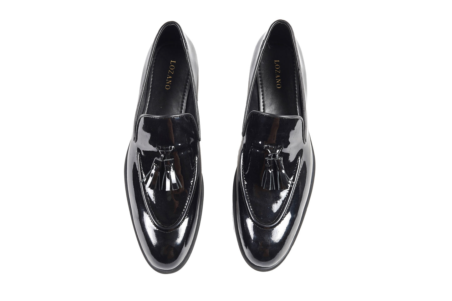 CLASSIC PATENT SLIP ONS WITH TASSELS