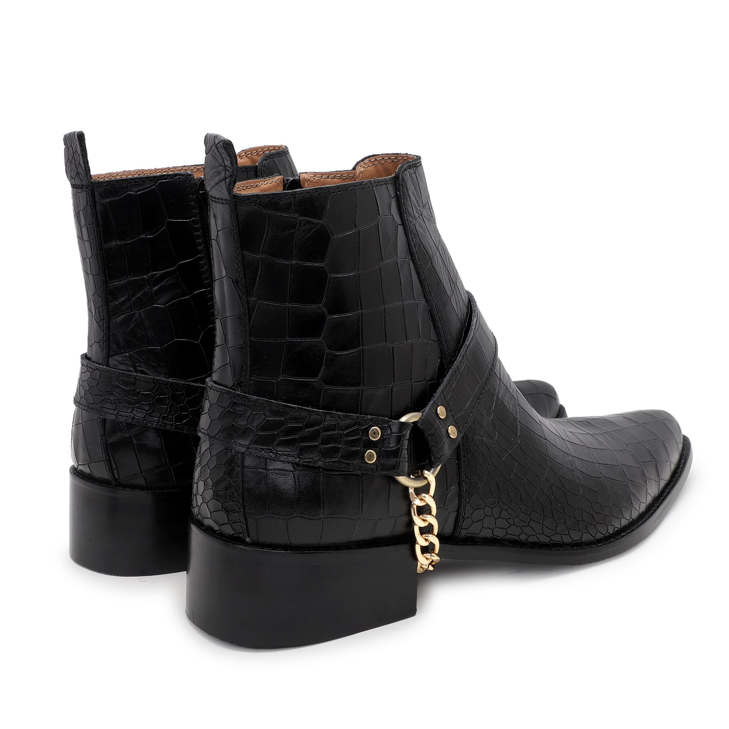Premium Croco Leather Harness Boots