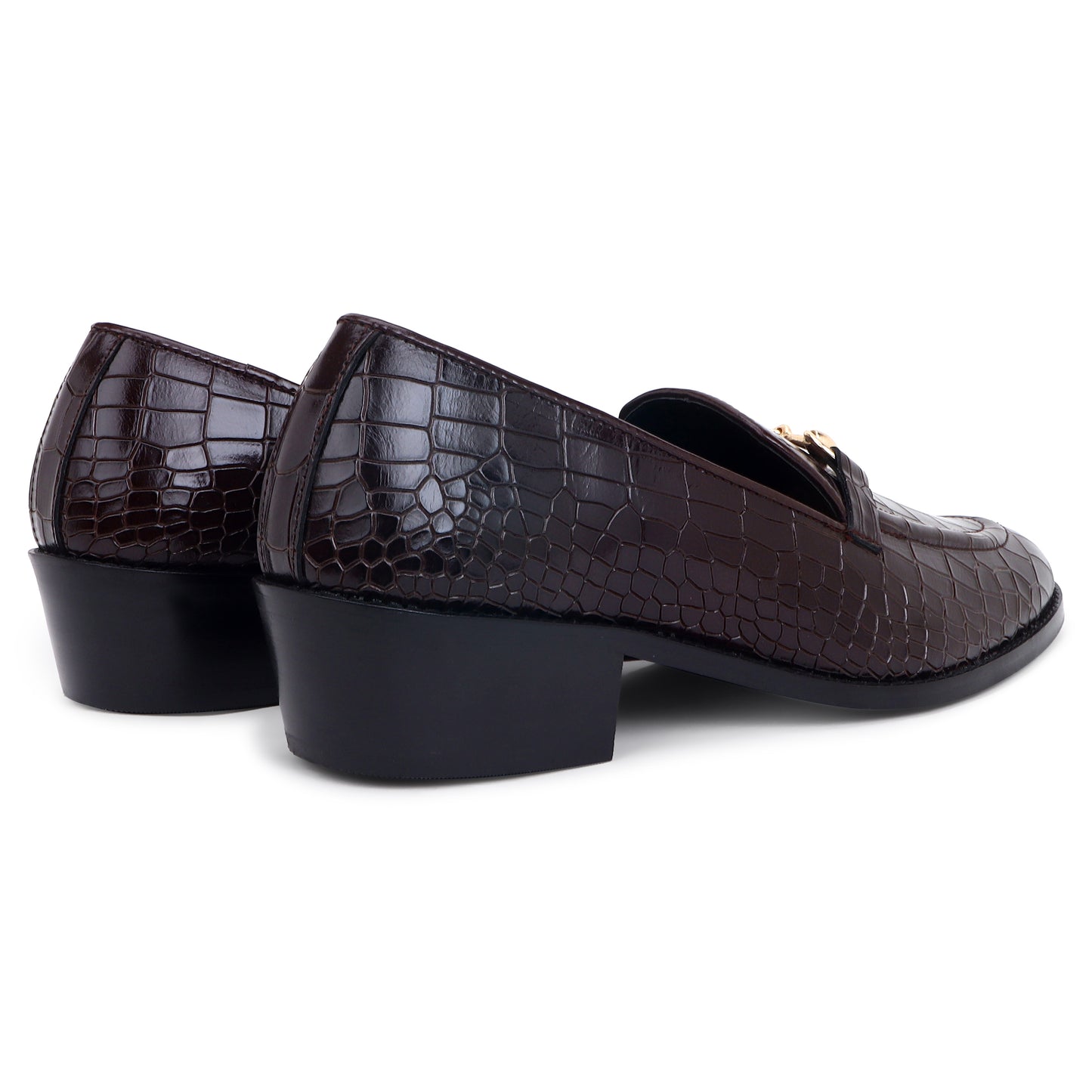 Italian Croco Leather Slip Ons - Cuban Heel