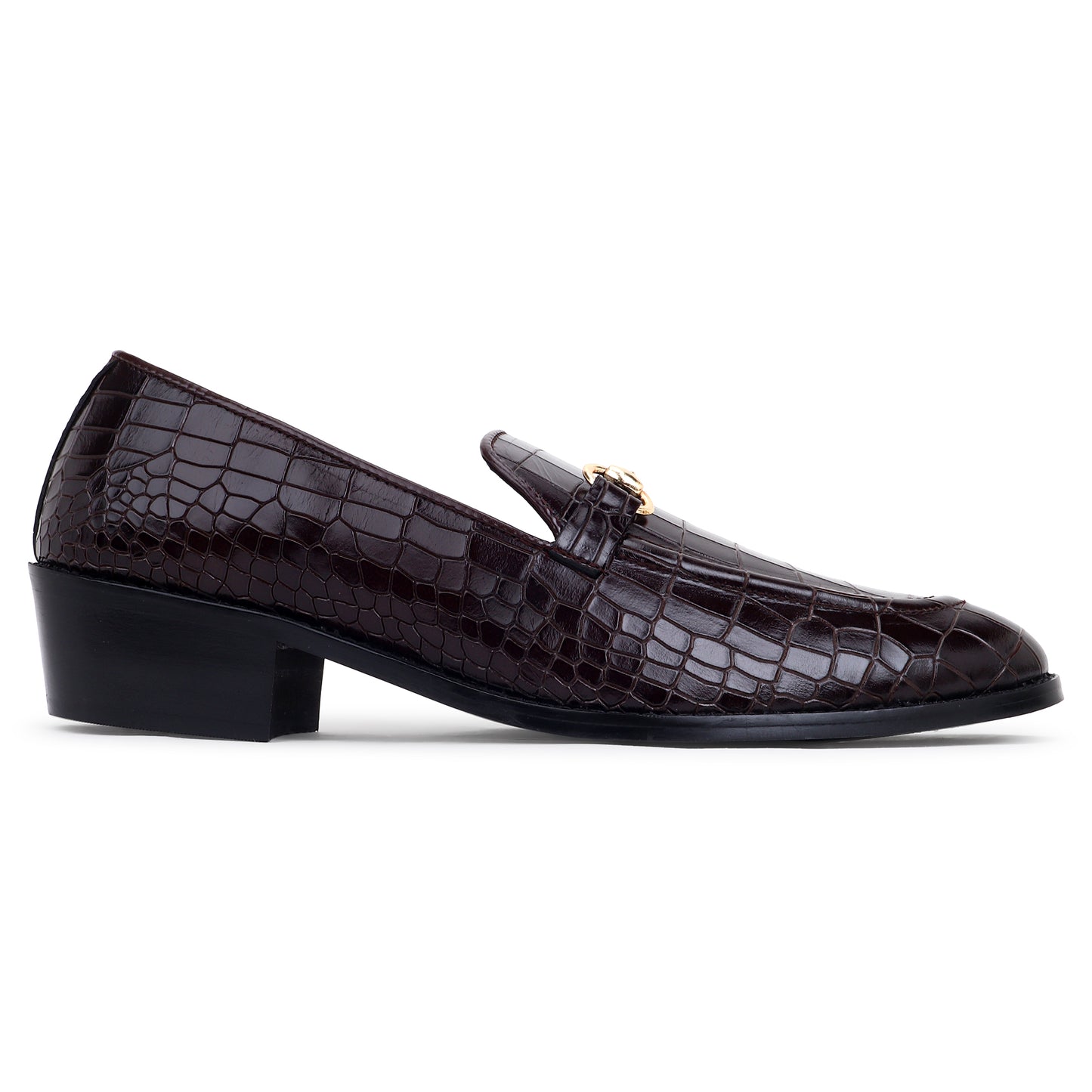 Italian Croco Leather Slip Ons - Cuban Heel