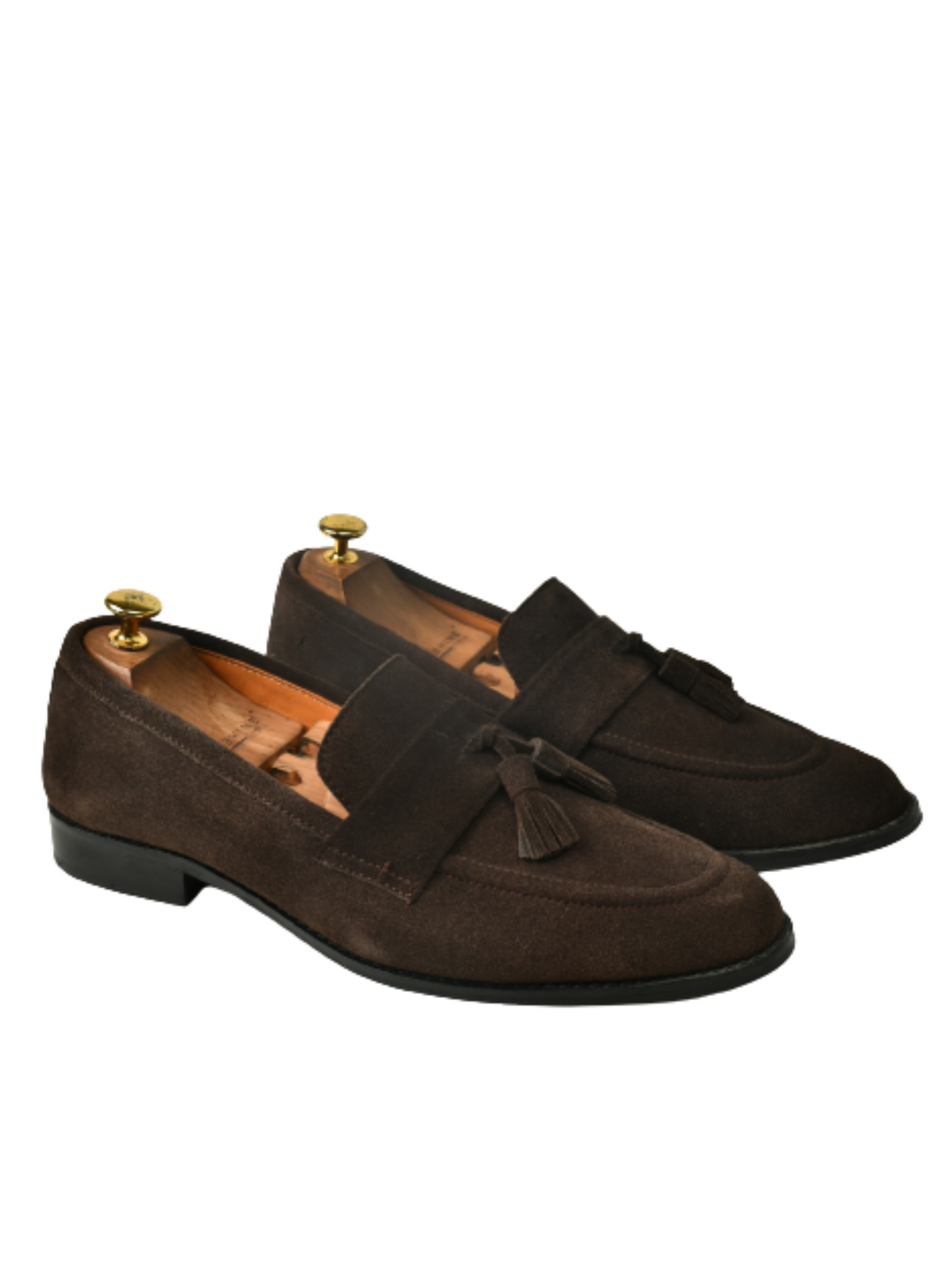 Suede Slip Ons with Tassels - Brown