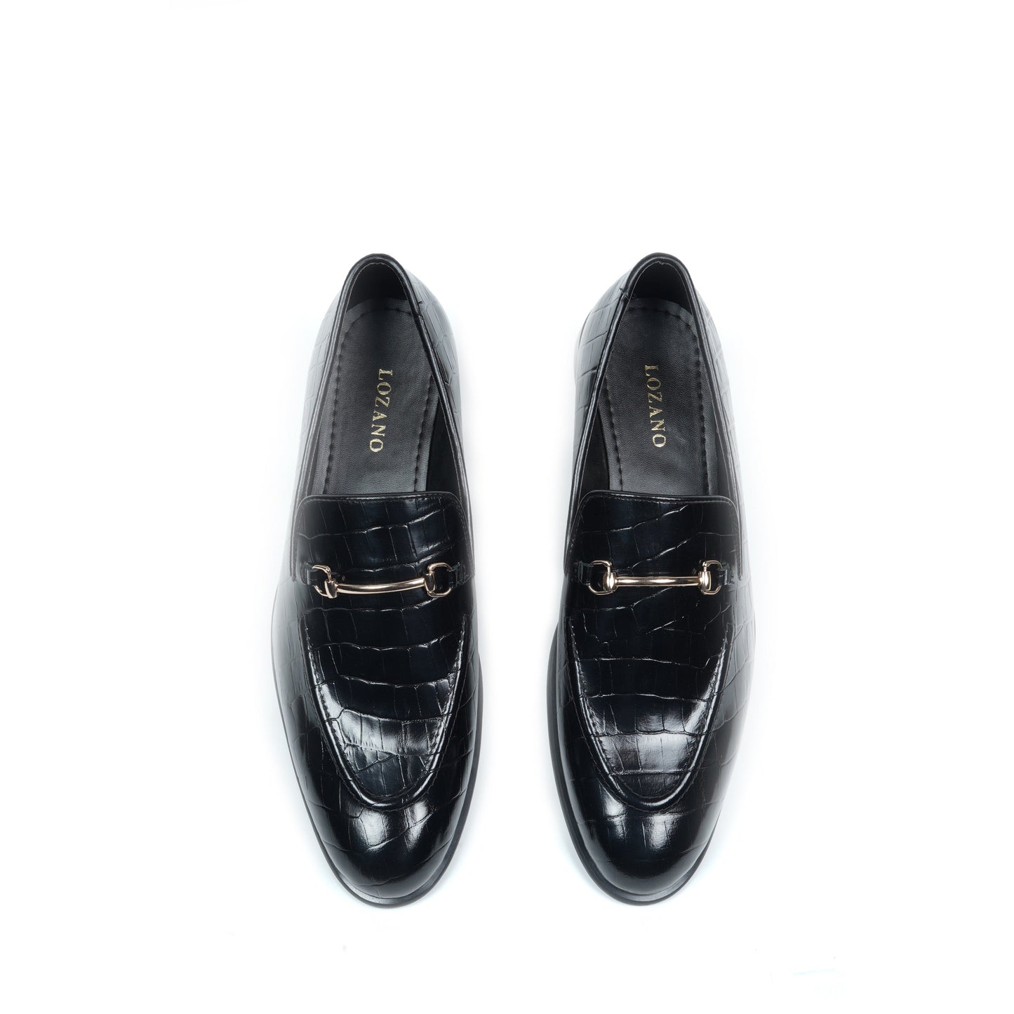 CROCO SLIP ONS WITH SADDLE - BLACK