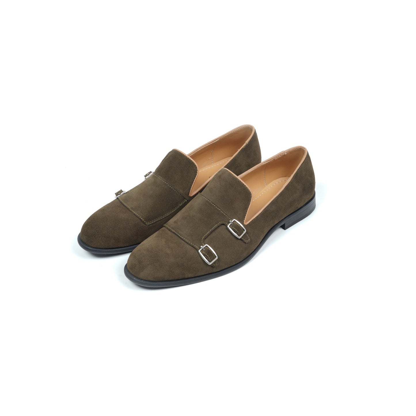 SUEDE MONK SLIP ONS - OLIVE
