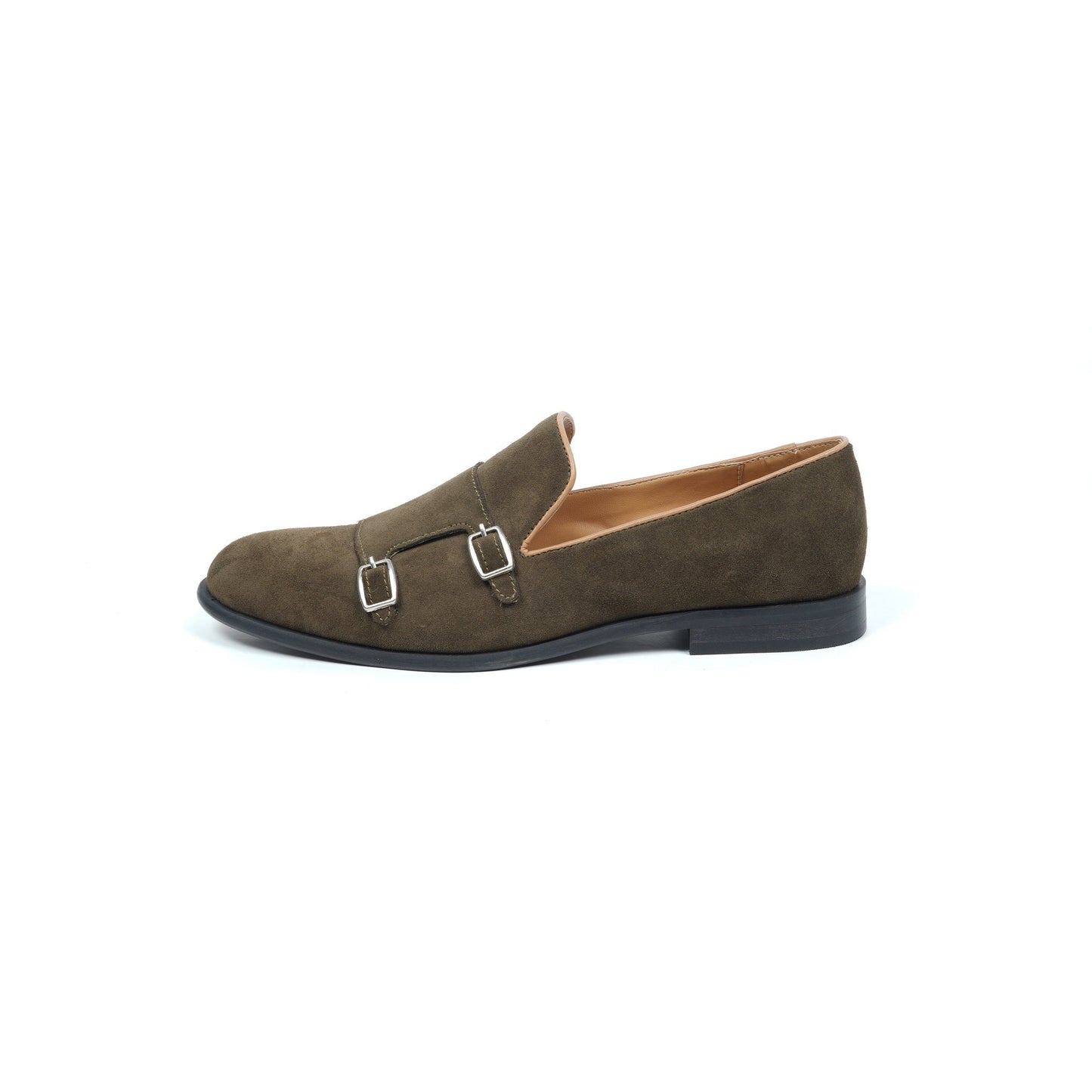 SUEDE MONK SLIP ONS - OLIVE