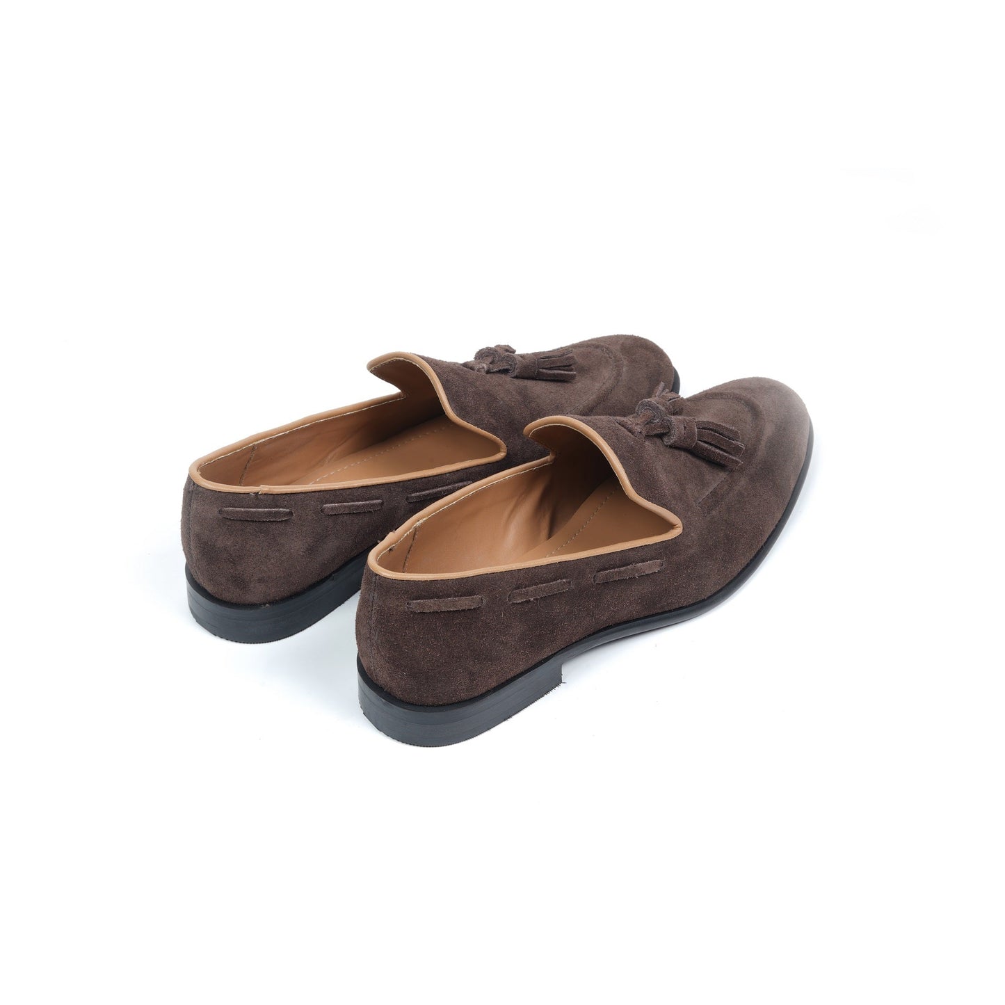 SUEDE SLIP ONS WITH TASSELS - BROWN