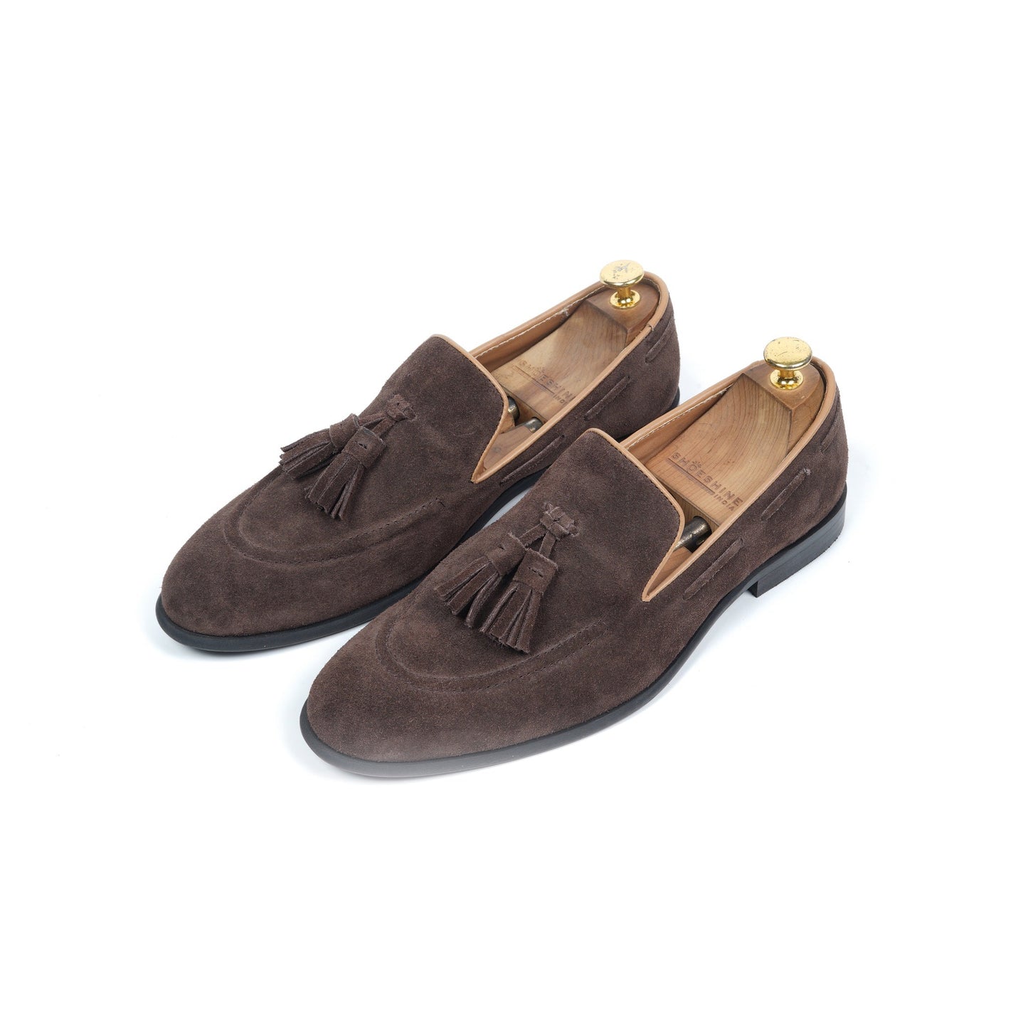 SUEDE SLIP ONS WITH TASSELS - BROWN