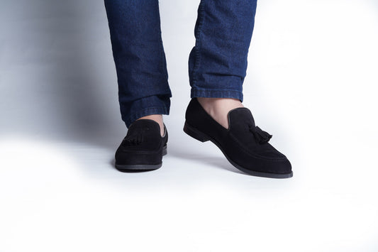 CLASSIC SUEDE SLIP ONS - BLACK