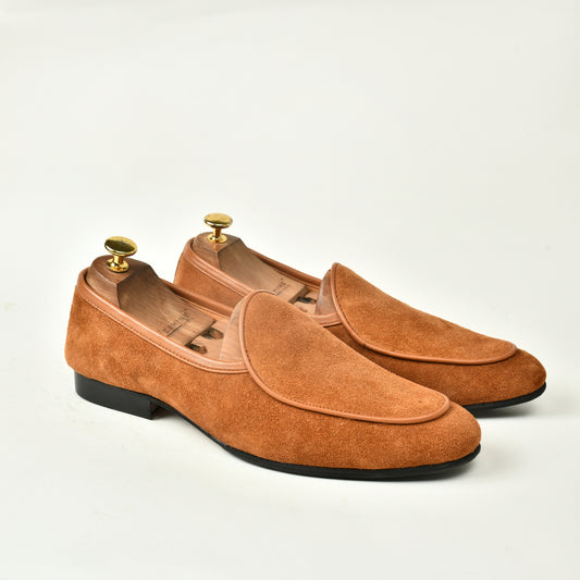 Belgian Suede Loafers - Tan