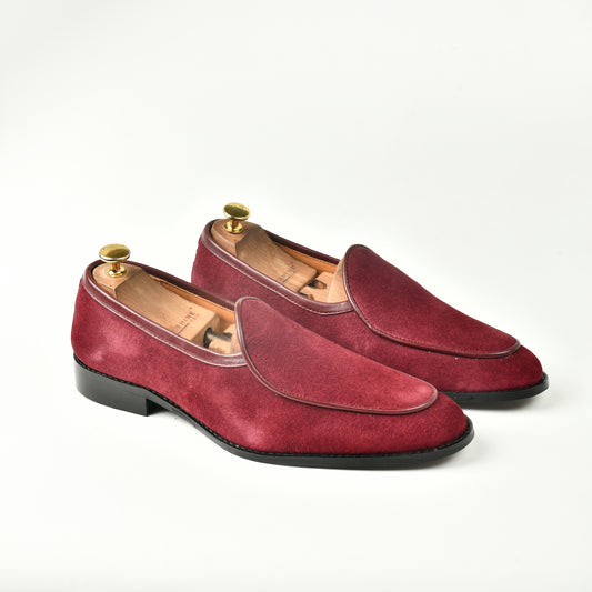 Belgian Suede Loafers - Maroon