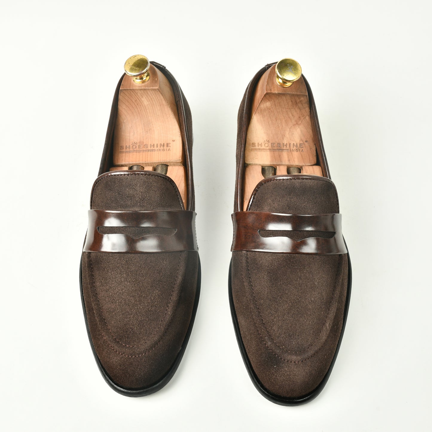 Suede Slip ons with Saddle - Brown