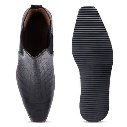 Italian Cut Croco Leather Boots - EVA Sole