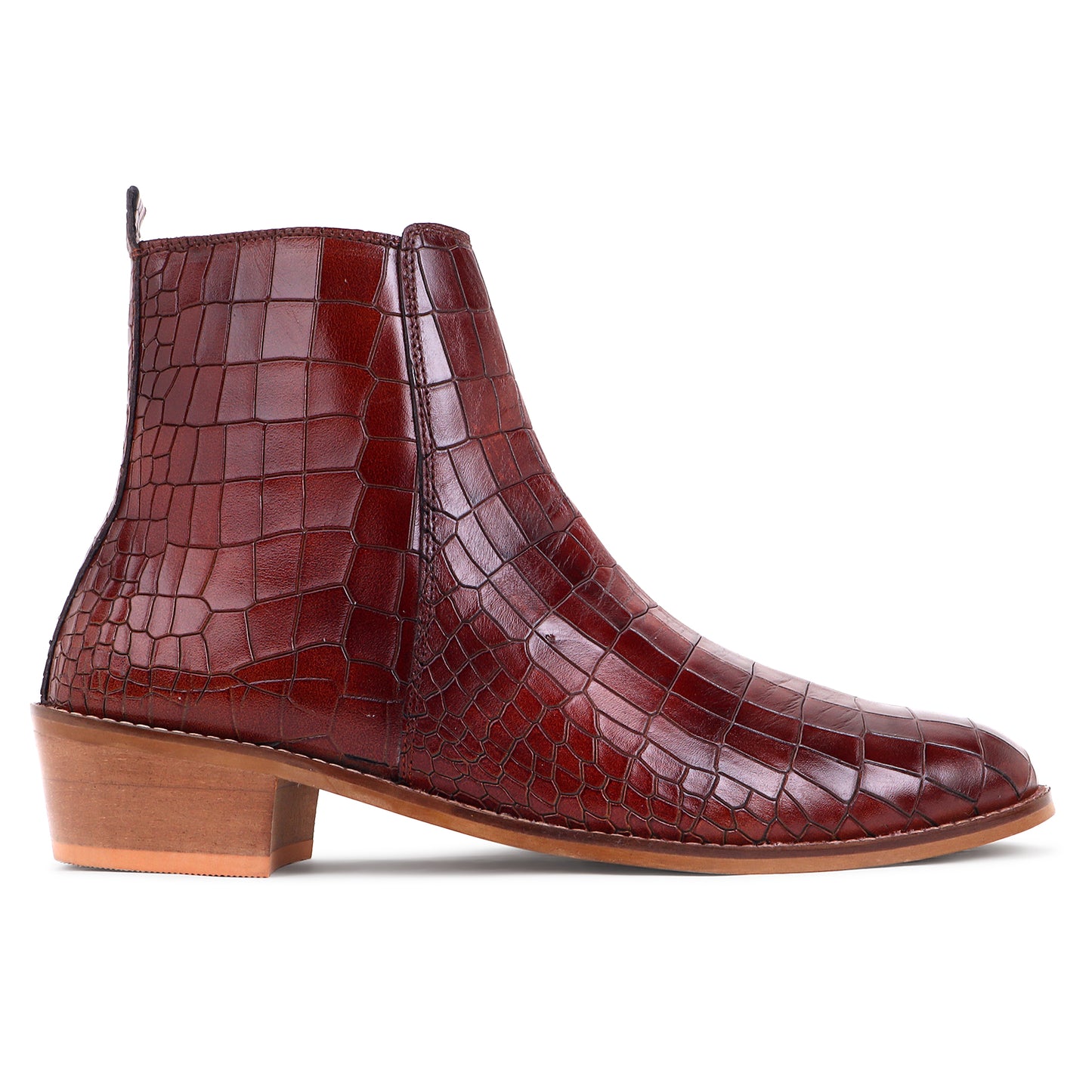 Premium Croco Cuban Boots - Brown