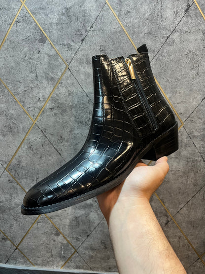 PREMIUM CROCO BOOTS / CUBAN HEEL