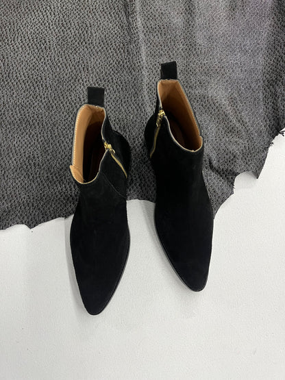 Premium suede leather boots/ Pointed Toe - Black