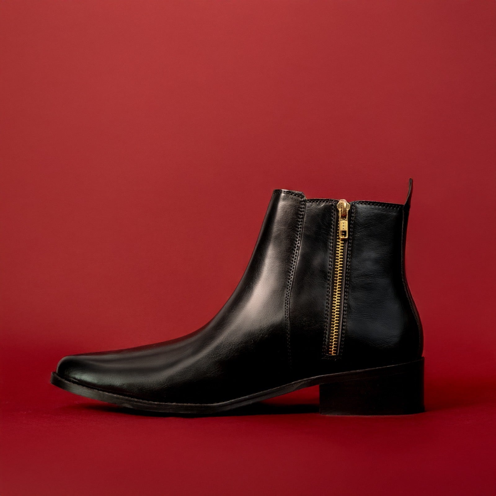 Classic Leather Pointed Toe Boots / Gold Zip – Lozano