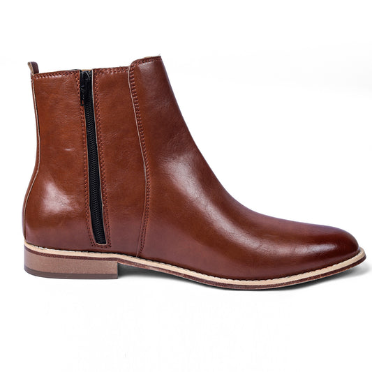 Tan Godin Boots with Zip