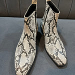 Exotic Foil Leather Boots - Black & White