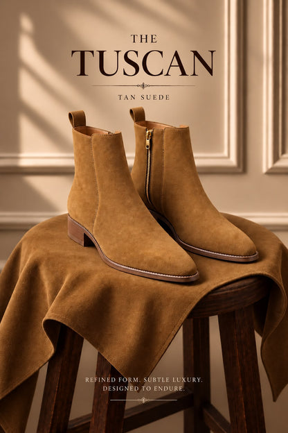 THE TUSCAN - Tan Suede Leather Pointed Boots