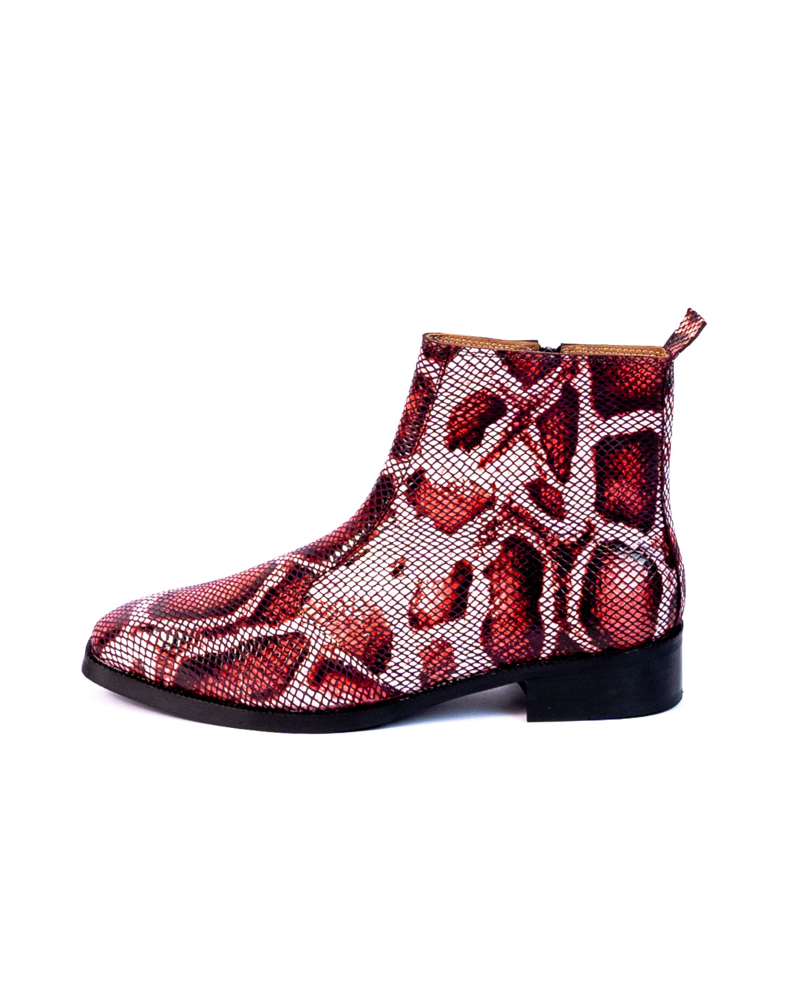 Exotic Foil Leather Boots - Italian Cut ( Dark Red )