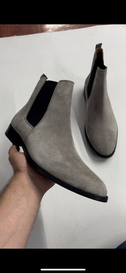 Italian Suede Leather Boots - Grey