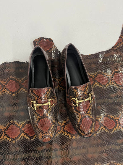 Exotic Foil Leather Horsebit Slip Ons