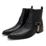 Premium Croco Leather Harness Boots
