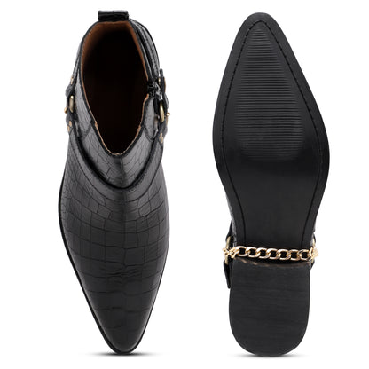 Premium Croco Leather Harness Boots