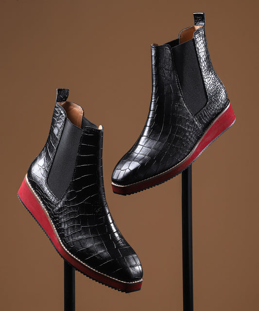 Italian Croco Leather Boots - EVA Sole