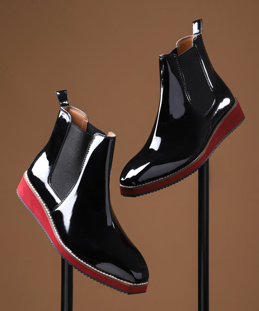 Italian Cut Patent Boots - EVA Sole