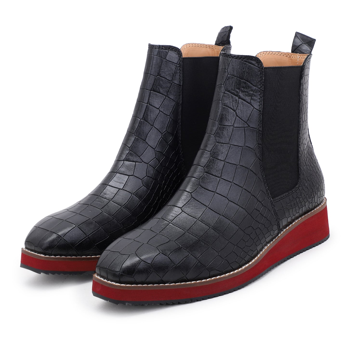 Italian Cut Croco Leather Boots - EVA Sole