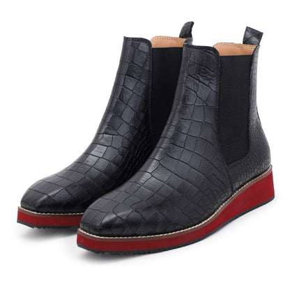 Italian Cut Croco Leather Boots - EVA Sole