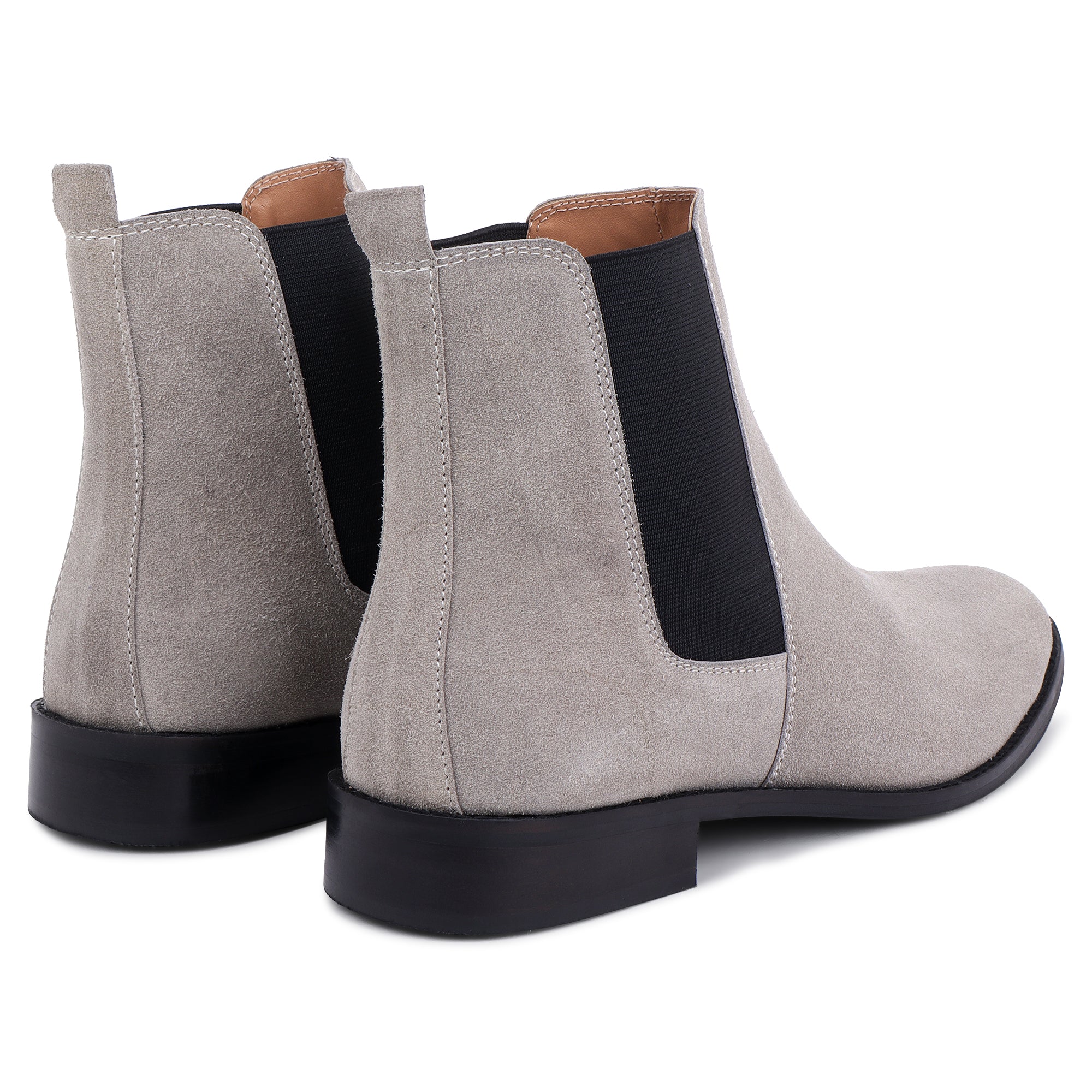 Grey leather boots best sale