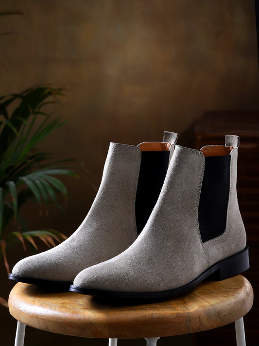 Italian Suede Leather Boots - Grey