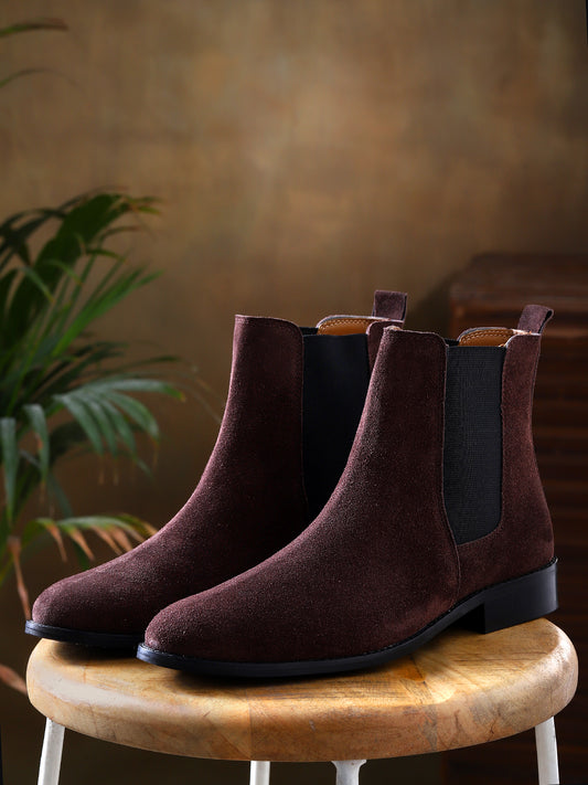 Italian Suede Leather Boots - Brown