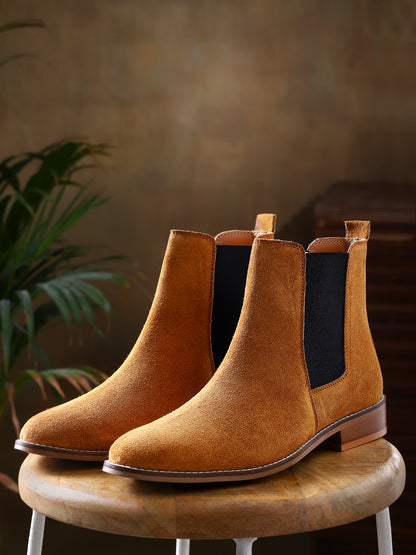 Italian Suede Leather Boots - Tan