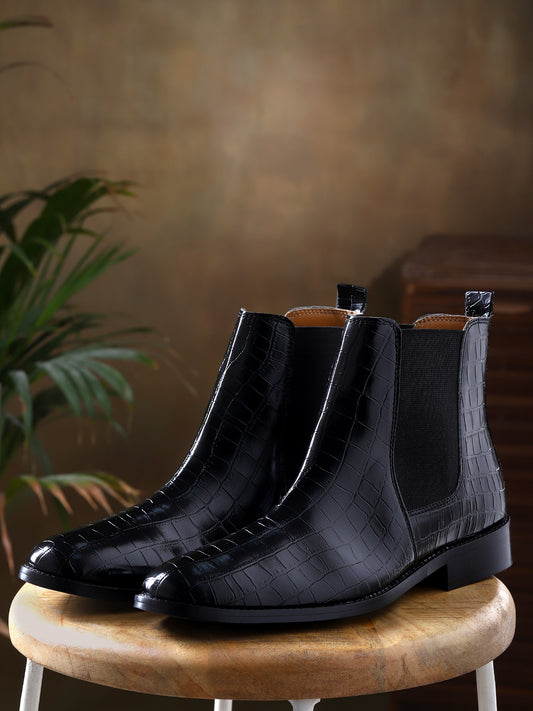 Premium Croco Boots - Black