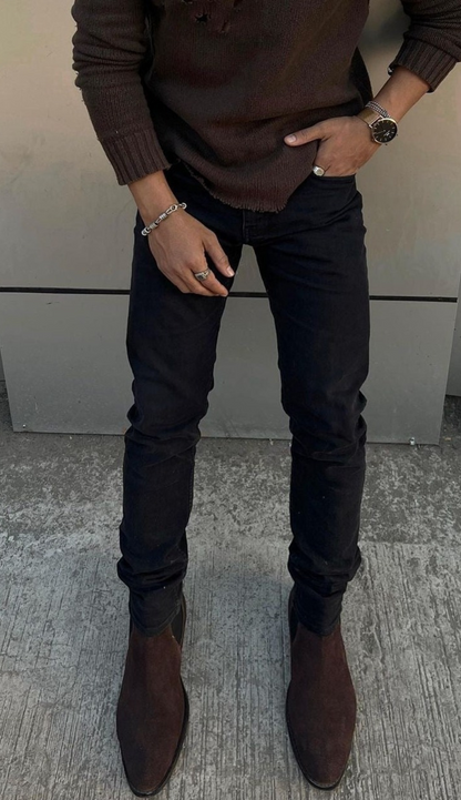 Italian Suede Leather Boots - Brown