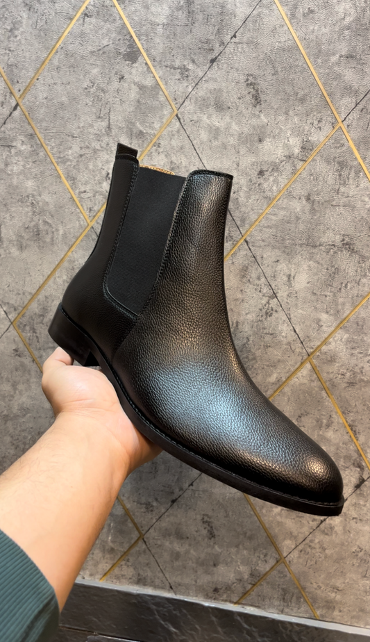 Carlo Boots in Milled Leather - Black