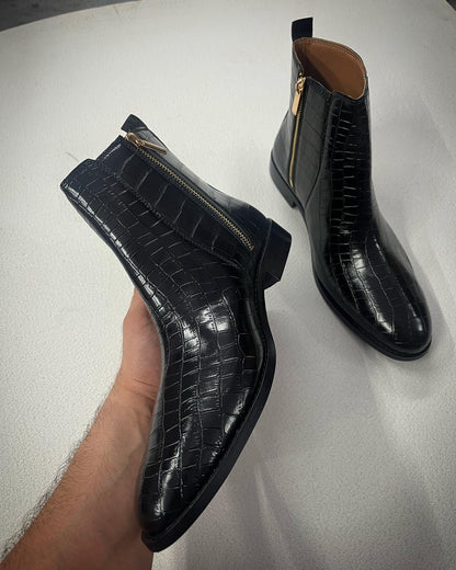 Premium Croco Boots / Zip Fastening