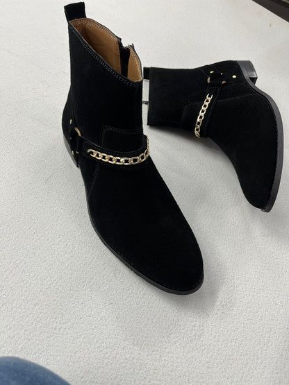SUEDE LEATHER HARNESS BOOTS
