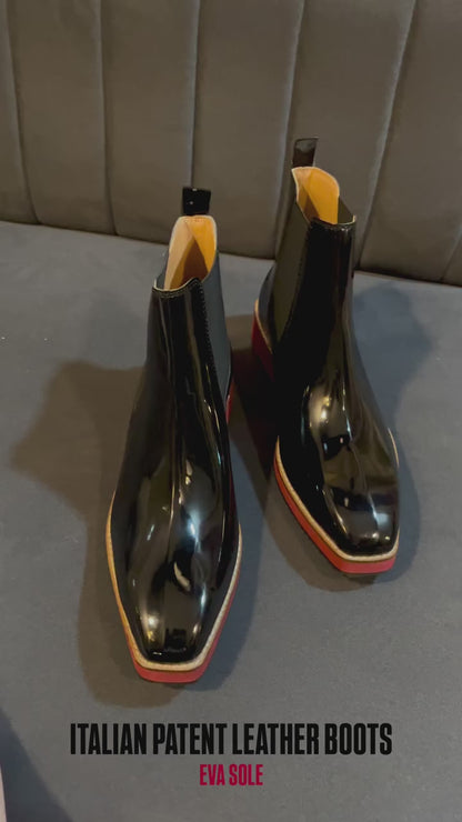 Italian Cut Patent Boots - EVA Sole