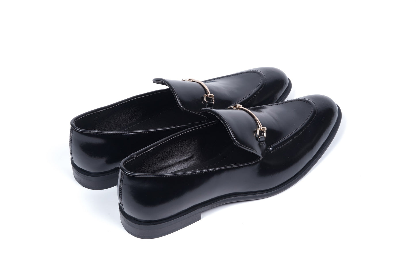 SMOOTH LEATHER SLIP ONS - BLACK