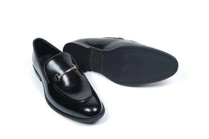 SMOOTH LEATHER SLIP ONS - BLACK