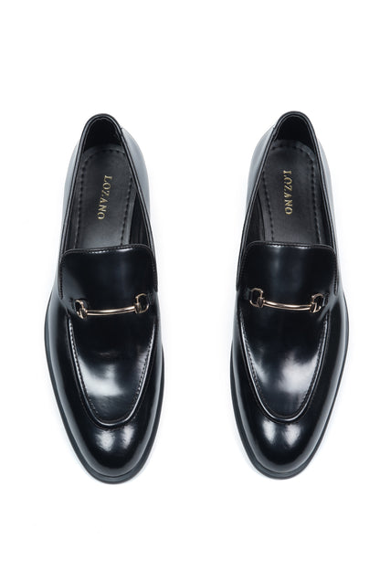 SMOOTH LEATHER SLIP ONS - BLACK
