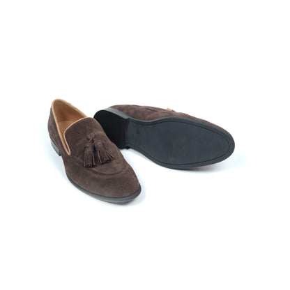 SUEDE SLIP ONS WITH TASSELS - BROWN