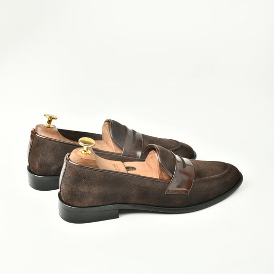 Suede Slip ons with Saddle - Brown