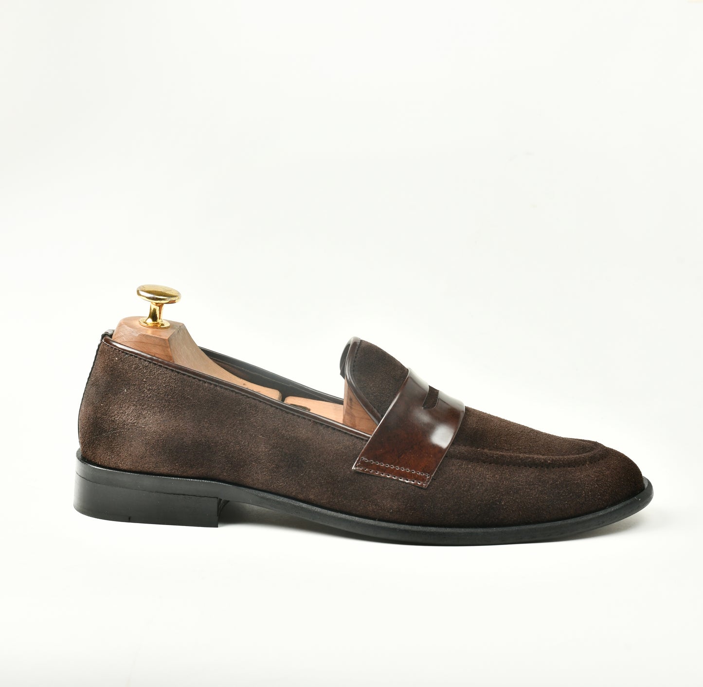 Suede Slip ons with Saddle - Brown